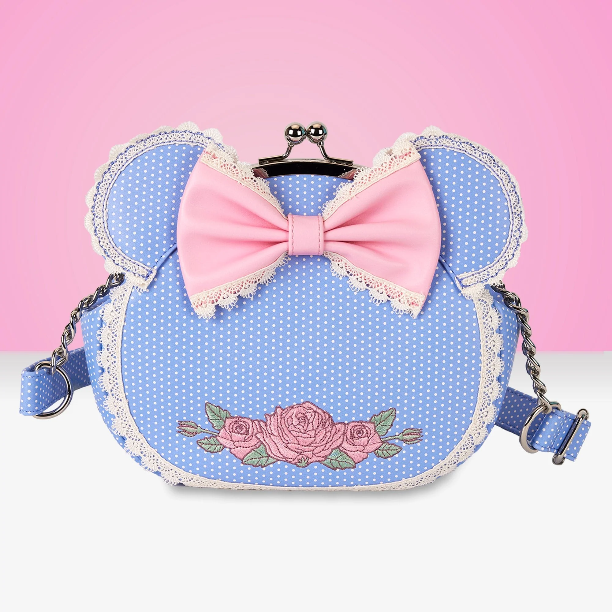 Loungefly x Disney Minnie Floral and Lace Kisslock Crossbody Bag