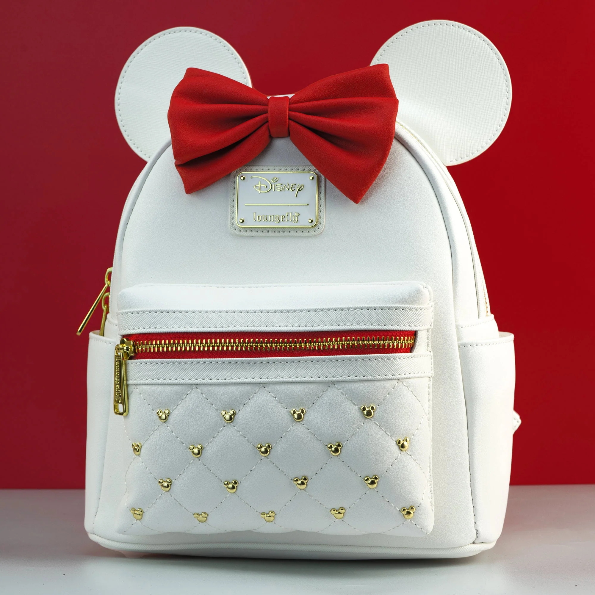 Loungefly x Disney Minnie Mouse White Quilted Mini Backpack