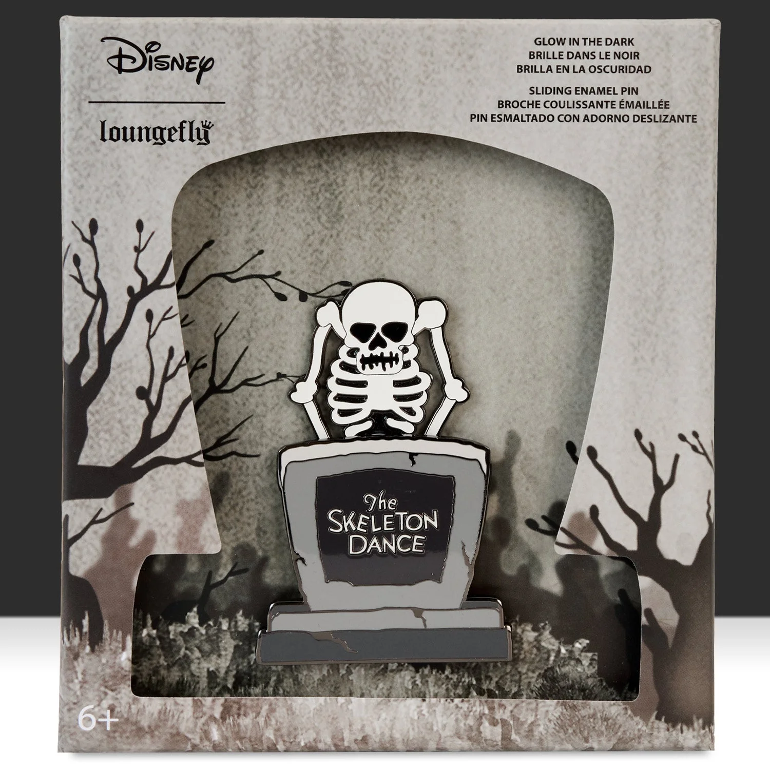 Loungefly x Disney Skeleton Dance Glow In The Dark Sliding 3" Collector Box Pin