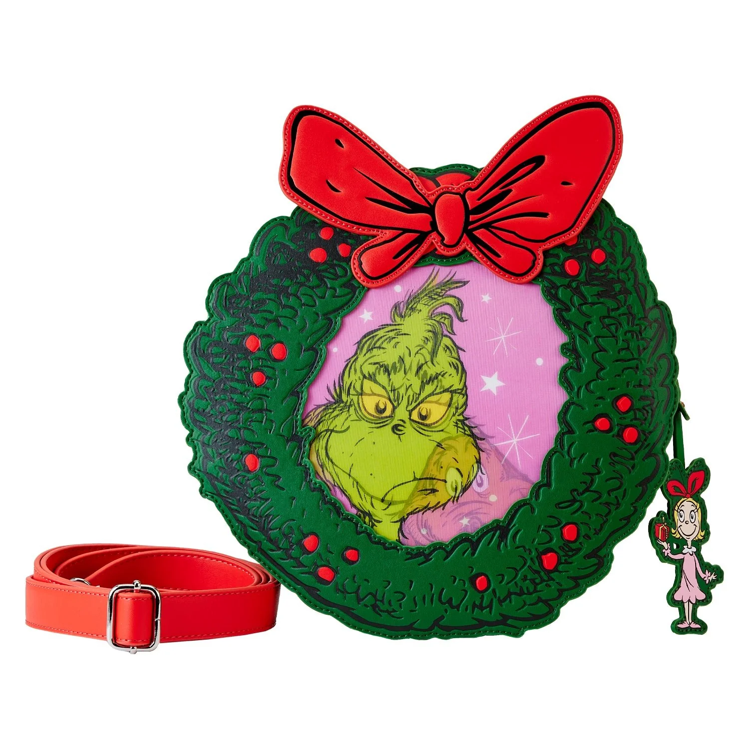 Loungefly x Dr Seuss Grinch Holiday Wreath Figural Crossbody Bag