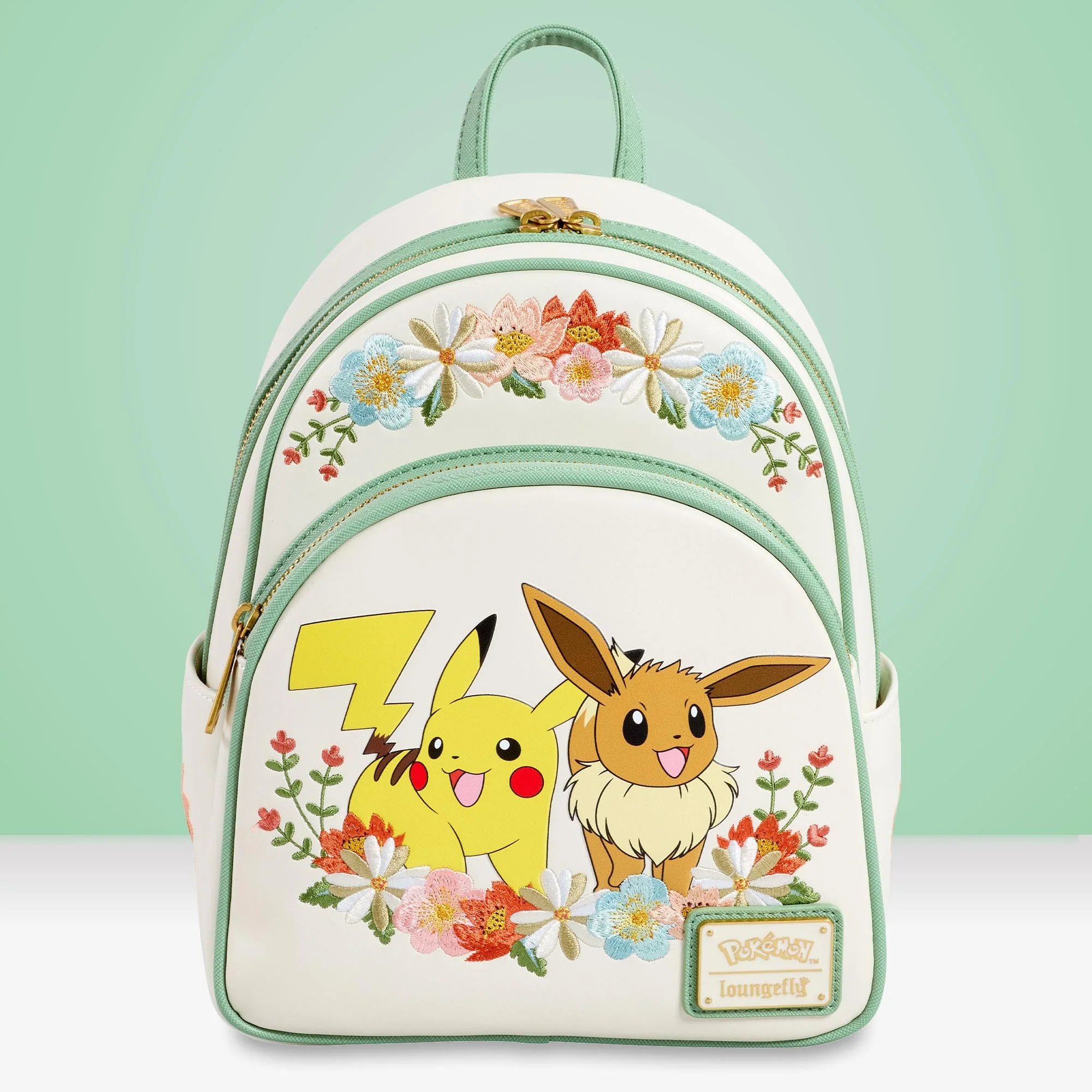 Loungefly x Pokemon Pikachu & Eevee Floral Mini Backpack