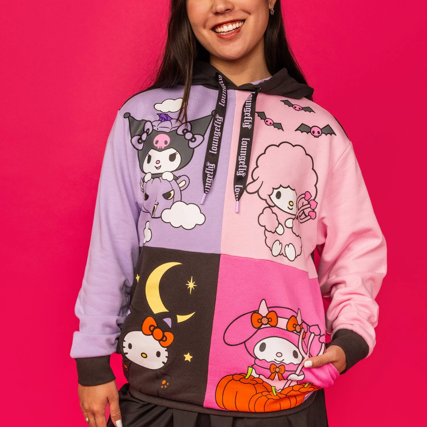 Loungefly x Sanrio Kuromi and My Melodi Halloween Hooded Sweatshirt