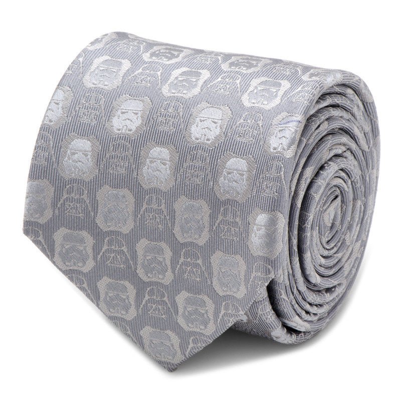 Star Wars Darth Vader and Stormtrooper Grey Silk Tie